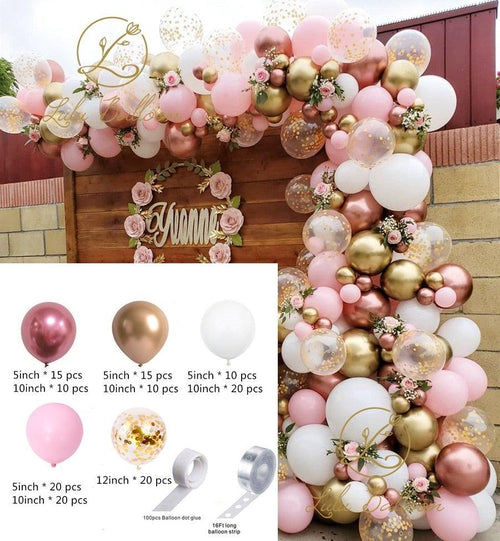 142pcs Pink White And Garland Arch Kit Balloon For Bridal Shower Wedding Decors Baby Shower Party Decoration Multicolor Luxury Ballons Decoration for Girls Birthday Party